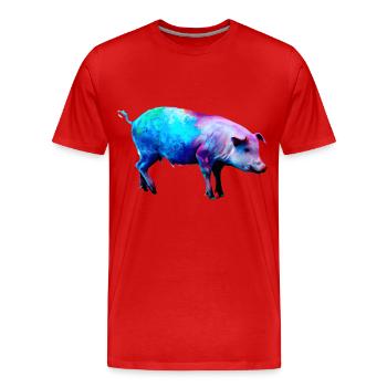 Farbenfrohes Schwein - Männer Premium Bio T-Shirt - Rot - Vorne - Damien (186cm)