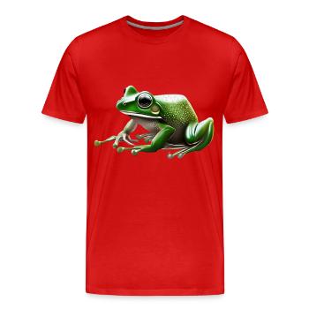 Regenfrosch Wassertropfen Frosch - Männer Premium Bio T-Shirt - Rot - Vorne - Damien (186cm)