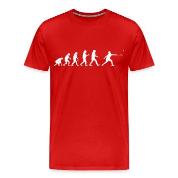 Evolution Badminton Silhouette Racquet - Männer Premium Bio T-Shirt - Rot - Vorne - Damien (186cm)