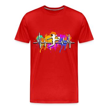 Football féminin Soccer Battement de cœur - T-shirt bio Premium Homme - rouge - Devant - Damien (186cm)
