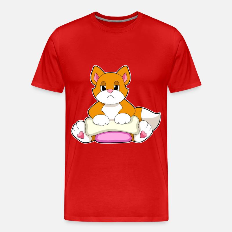 Katze Knochen - Männer Premium Bio T-Shirt - Rot
