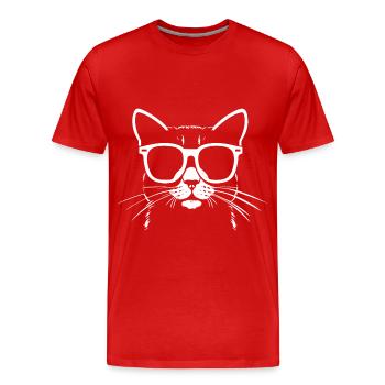 Drôle de chat avec des lunettes de soleil Chaton Sunglas Cats - T-shirt bio Premium Homme - rouge - Devant - Damien (186cm)