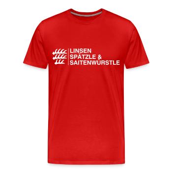 Linsen Spätzle & Saitenwürstle Schwaben Geschenk - Männer Premium Bio T-Shirt - Rot - Vorne - Damien (186cm)
