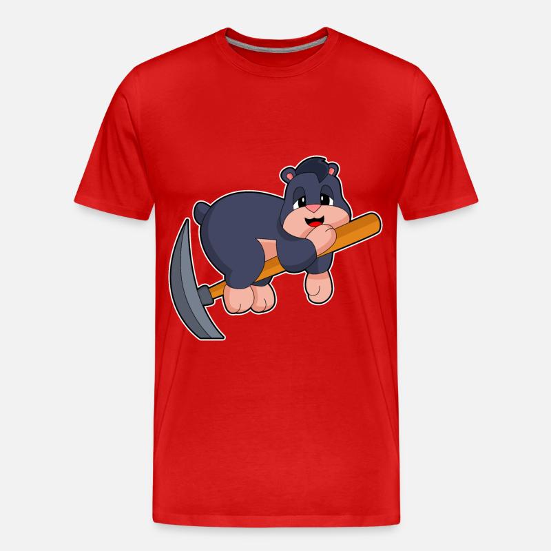 Mole Miner Pickaxe - Men's Premium Organic T-Shirt - red