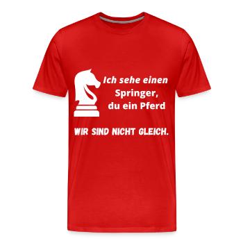 Schach Schachmatt Schachbrett Schachspiel Springer - Männer Premium Bio T-Shirt - Rot - Vorne - Damien (186cm)