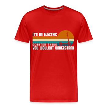 Scooter Rider E-Bike E-Scooter Hybrid - Men's Premium Organic T-Shirt - red - Front - Damien (186cm)