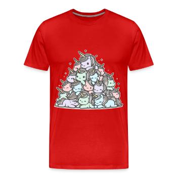 Einhhorn Haufen Lustig - Männer Premium Bio T-Shirt - Rot - Vorne - Damien (186cm)