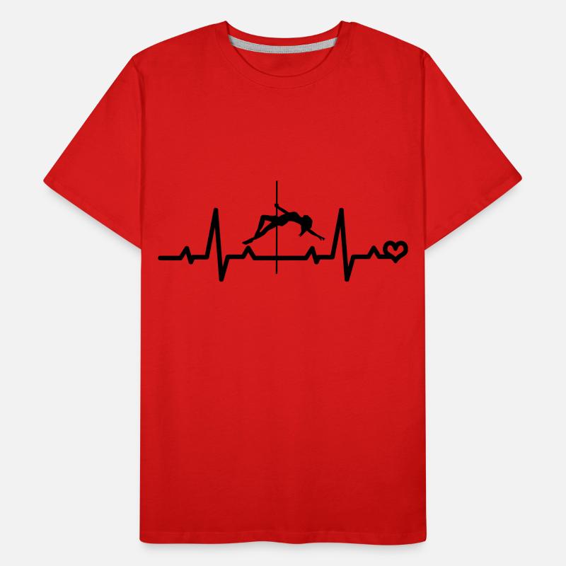 Pole dance Herzschlag Herzfrequenz Tanzen Pole EKG Männer Premium Bio T-Shirt