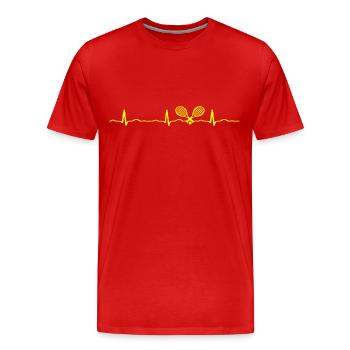 ECG HEARTBEAT TENNIS jaune - T-shirt bio Premium Homme - rouge - Devant - Damien (186cm)