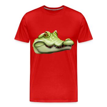 Wunderschön gezeichneter Krokodilkopf - Männer Premium Bio T-Shirt - Rot - Vorne - Damien (186cm)