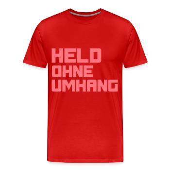 Held ohne Umhang - Männer Premium Bio T-Shirt - Rot - Vorne - Damien (186cm)