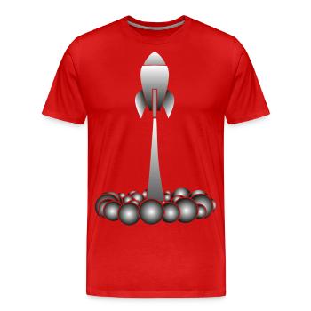 Rakete rocket - Männer Premium Bio T-Shirt - Rot - Vorne - Damien (186cm)