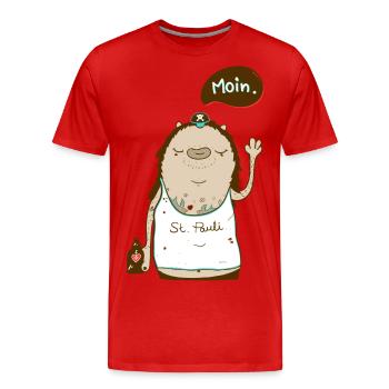 St. Pauli Knut - Männer Premium Bio T-Shirt - Rot - Vorne - Damien (186cm)