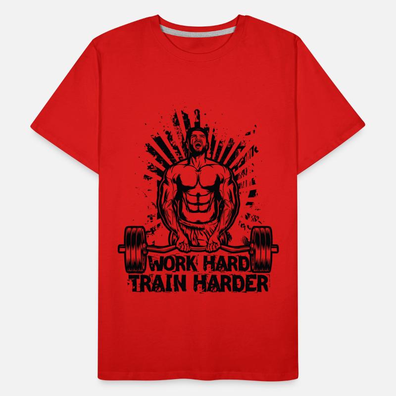 Work Hard / Train Harder Männer Premium Bio T-Shirt