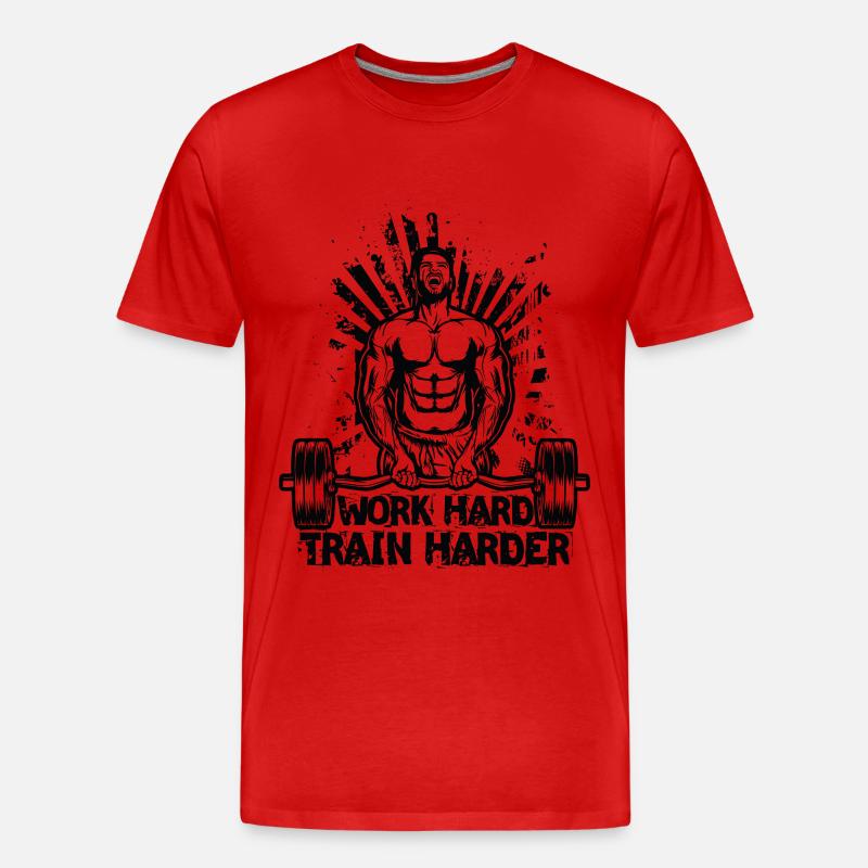 Work Hard / Train Harder - Men's Premium Organic T-Shirt - red