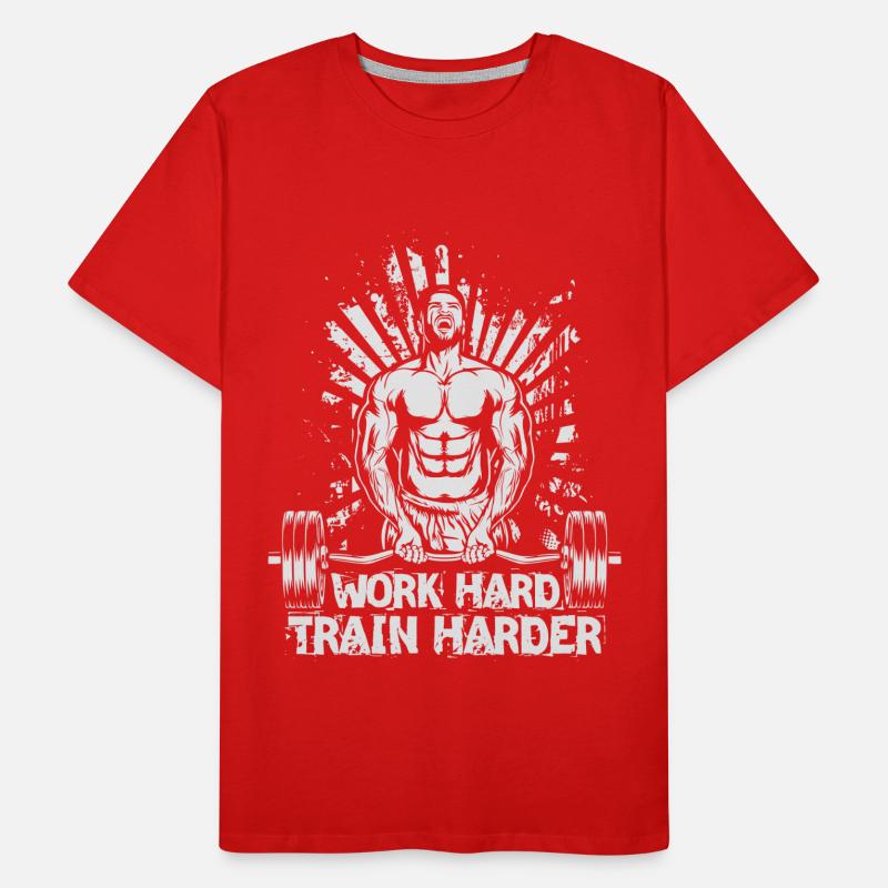 Work Hard / Train Harder Männer Premium Bio T-Shirt