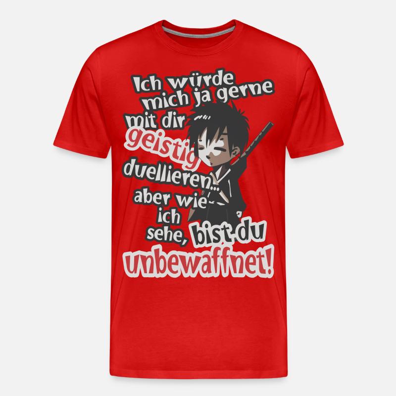 Geistig unbewaffnet! - Männer Premium Bio T-Shirt - Rot