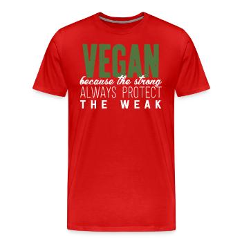 Vegan Vegetarier Geschenk World Vegan Day - Männer Premium Bio T-Shirt - Rot - Vorne - Damien (186cm)