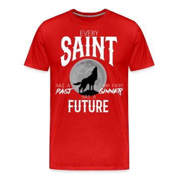 Holy sinner wolf saying gift past - Men's Premium Organic T-Shirt - red - Front - Damien (186cm)