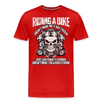 Motorrad Motorradfahrer Kirche Motorradfahren - Männer Premium Bio T-Shirt - Rot - Vorne - Damien (186cm)