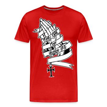 Only God Can Judge Me Praying Hands - Men's Premium Organic T-Shirt - red - Front - Damien (186cm)