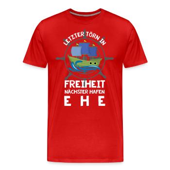 Port of marriage Bride Groom Anchor Mariage JGA - T-shirt bio Premium Homme - rouge - Devant - Damien (186cm)
