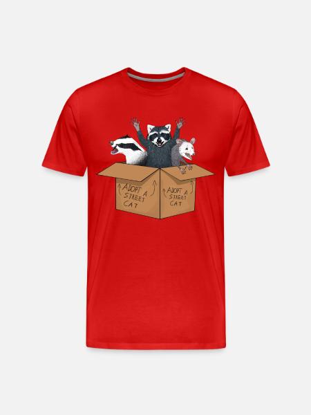adopts a stray cat - Men's Premium Organic T-Shirt - red