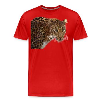 Léopard - T-shirt bio Premium Homme - rouge - Devant - Damien (186cm)