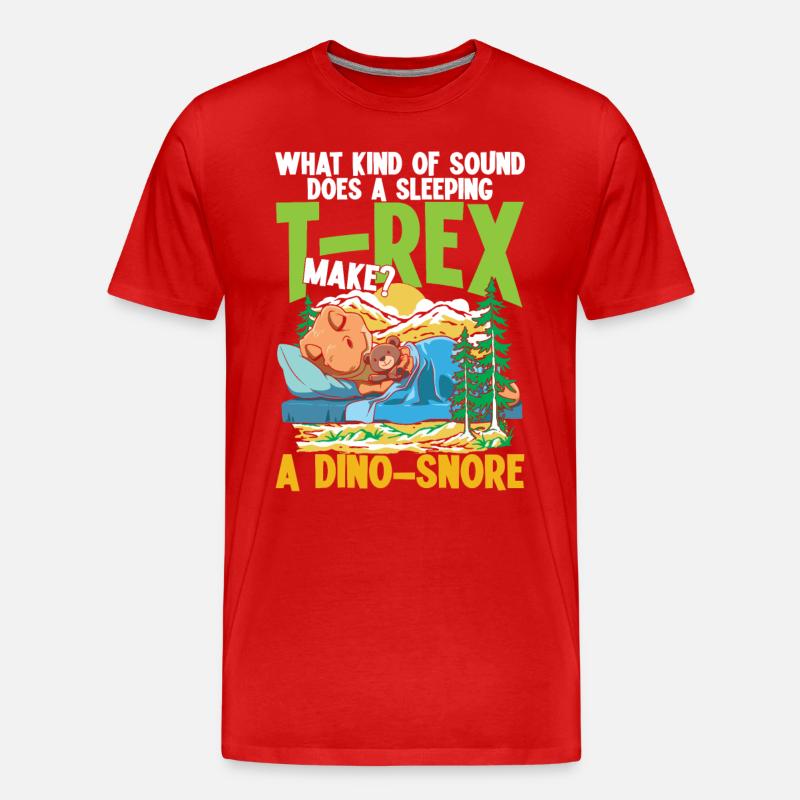 Schlafender T-Rex Dino Schnarchen - Männer Premium Bio T-Shirt - Rot