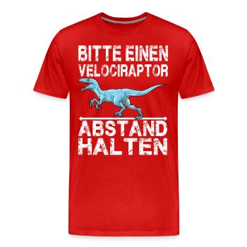 Dinosaurier Velociraptor Raptor Dino - Männer Premium Bio T-Shirt - Rot - Vorne - Damien (186cm)