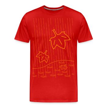 Rainy Autumn - Men's Premium Organic T-Shirt - red - Front - Damien (186cm)
