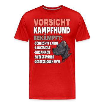 Vorsicht Kampfhund Lustiger Hundespruch - Männer Premium Bio T-Shirt - Rot - Vorne - Damien (186cm)