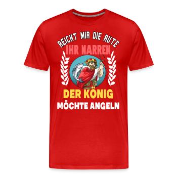 Reicht mir die Rute der König will angeln für - Männer Premium Bio T-Shirt - Rot - Vorne - Damien (186cm)