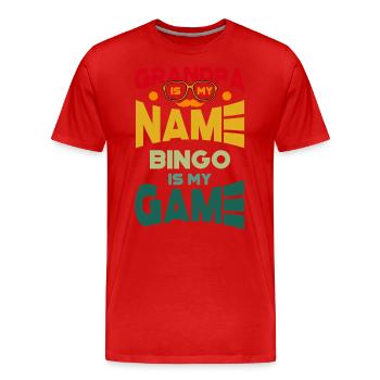 Grandpa Is My Name Bingo Is My Game - Männer Premium Bio T-Shirt - Rot - Vorne - Damien (186cm)