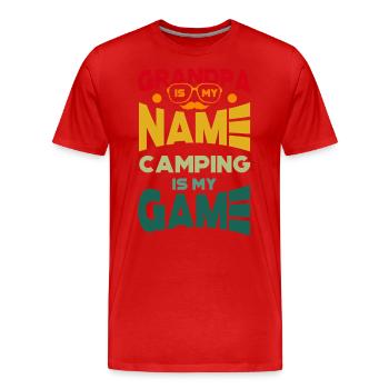 Grand-père est mon nom Le camping est mon jeu - T-shirt bio Premium Homme - rouge - Devant - Damien (186cm)