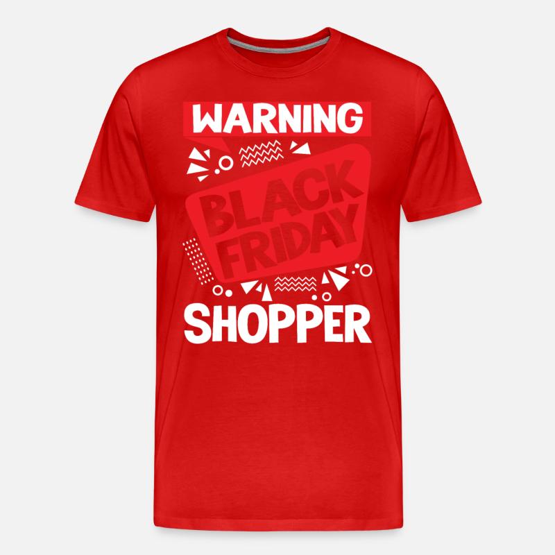 Warning Black Friday Shopper - Männer Premium Bio T-Shirt - Rot