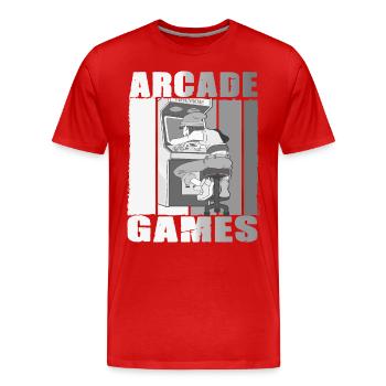Retro Arcade Game Videospiel für Gamer - Männer Premium Bio T-Shirt - Rot - Vorne - Damien (186cm)