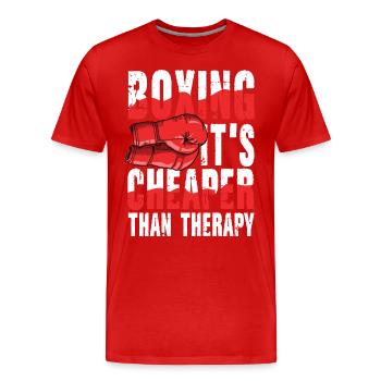 Boxing It's Cheaper Than Therapy - Männer Premium Bio T-Shirt - Rot - Vorne - Damien (186cm)