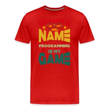 Grandpa Is My Name Programming Is My Game - Men's Premium Organic T-Shirt - red - Front - Damien (186cm)