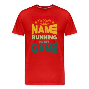 Grandpa Is My Name Running Is My Game - Männer Premium Bio T-Shirt - Rot - Vorne - Damien (186cm)