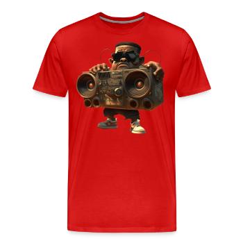 Hip-Hop avec Ghettoblaster - T-shirt bio Premium Homme - rouge - Devant - Damien (186cm)