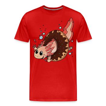 Axolotl Molch Donut - coole Geschenkidee Doughnut - Männer Premium Bio T-Shirt - Rot - Vorne - Damien (186cm)