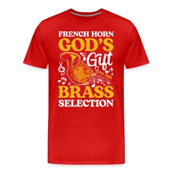 French Horn God's Gift To The Brass Selection - Männer Premium Bio T-Shirt - Rot - Vorne - Damien (186cm)