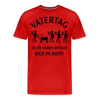 Vatertag – Bier Im Kopf (Bollerwagen / B) - Männer Premium Bio T-Shirt - Rot - Vorne - Damien (186cm)