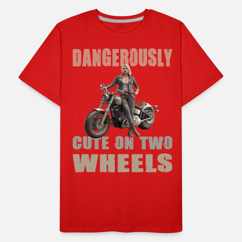 Dangerously On Two Wheels Motorradfaherin Männer Premium Bio T-Shirt