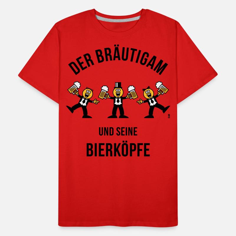 Der Bräutigam / Bierköpfe (Karikatur / 3C / B) Männer Premium Bio T-Shirt