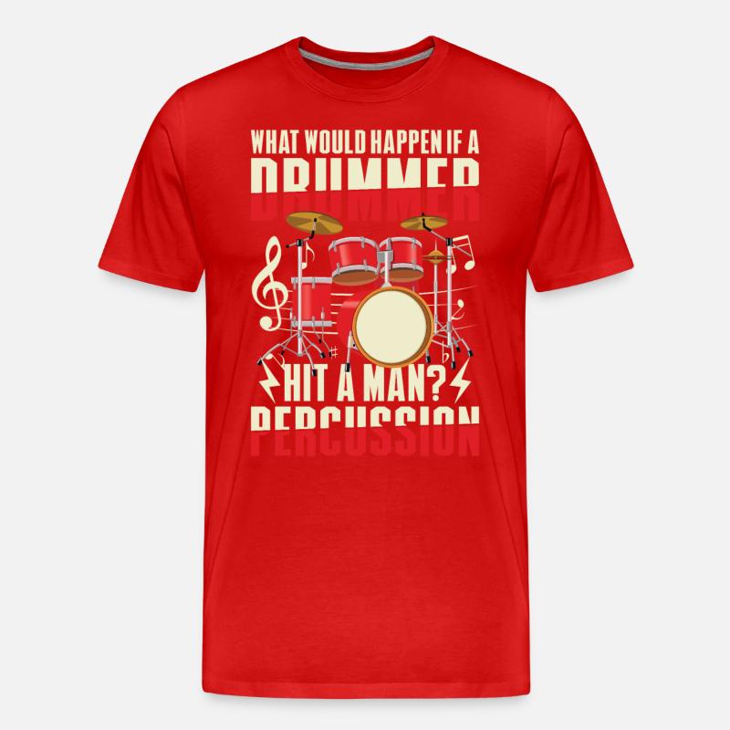 Schlagzeuger Schlagzeug Drumsticks - Männer Premium Bio T-Shirt - Rot