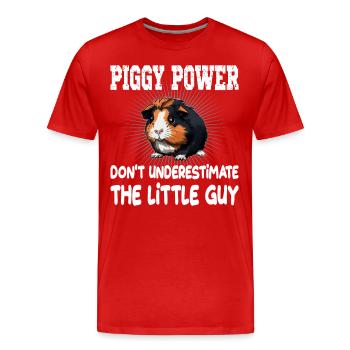 Piggy Power Don't Underestimate The Little Guy - Männer Premium Bio T-Shirt - Rot - Vorne - Damien (186cm)