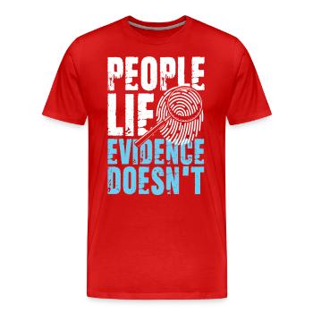 Lustiger Detekiv Spruch Lupe Spuren - Männer Premium Bio T-Shirt - Rot - Vorne - Damien (186cm)