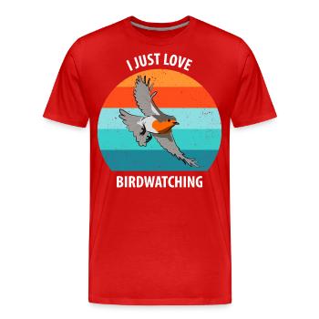 Observation des oiseaux Observation des oiseaux Observation des oiseaux - T-shirt bio Premium Homme - rouge - Devant - Damien (186cm)